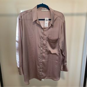 NWT Abercrombie Oversized Satin Button-Up Shirt